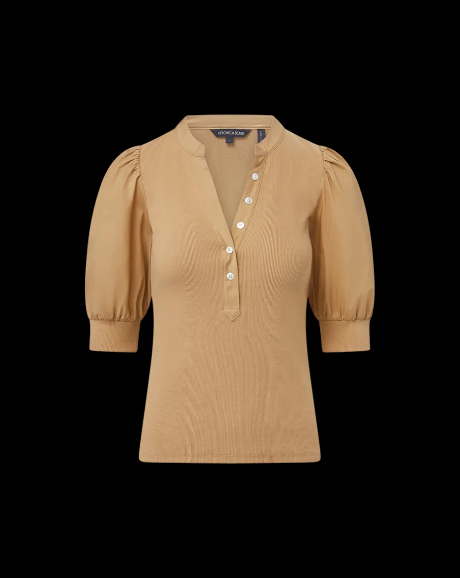 Coralee Puff-Sleeve Tee in Khaki