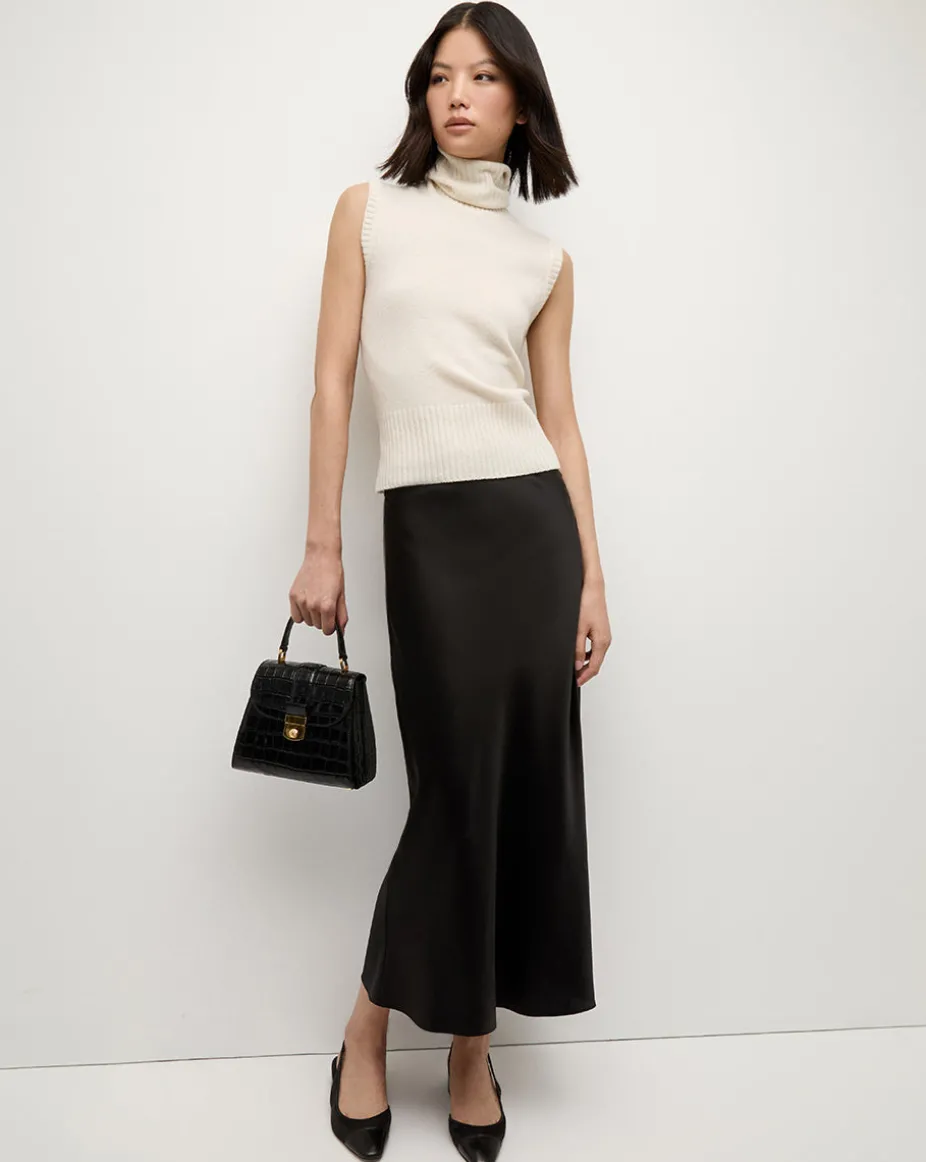 Crest Lock Croc-Embossed Top Handle Bag in Black