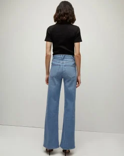 Crosbie Patch-Pocket Slim Wide-Leg Jeans in Amethyst