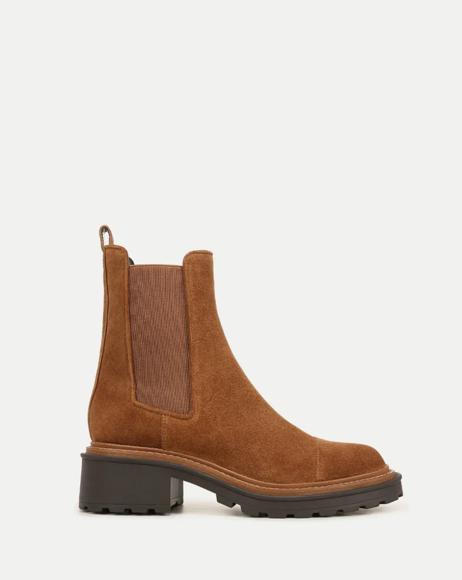 Delilah Suede Bootie in Caramel