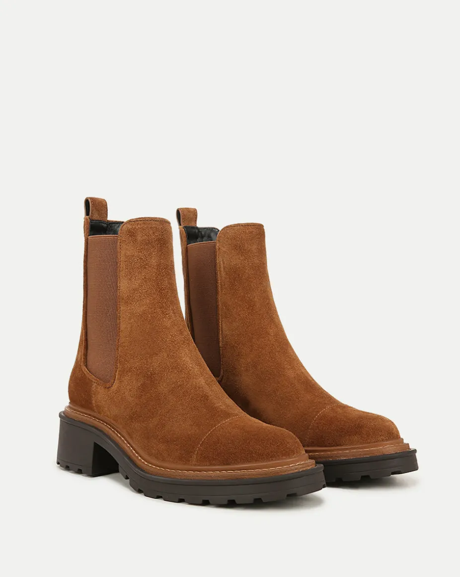 Delilah Suede Bootie in Caramel
