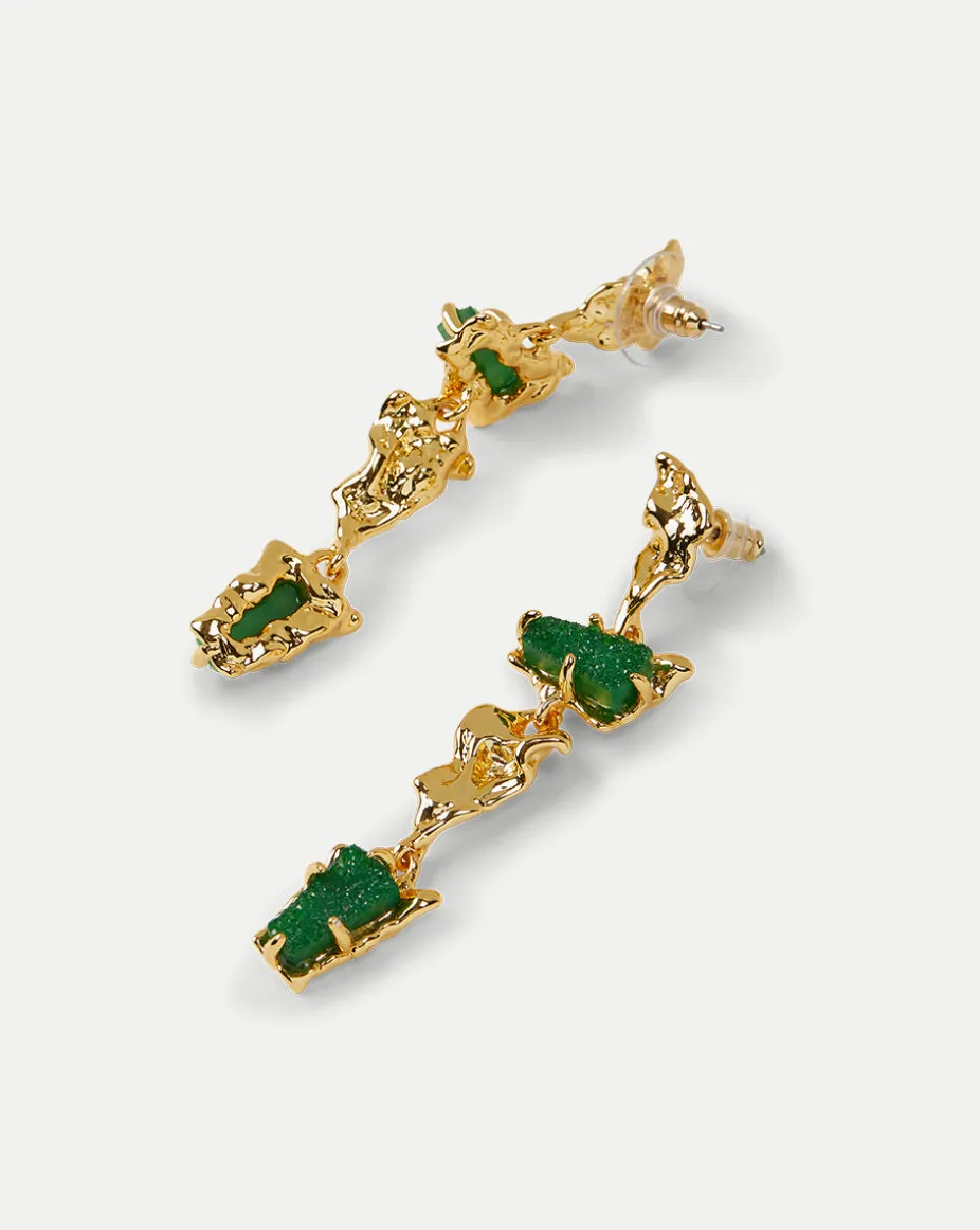Druzy Linear Earring in Gold