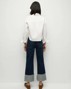 Dylan Cuffed Straight-Leg Jeans in Indigo Denim