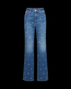 Dylan Grommet Straight-Leg Jeans in Blue Denim