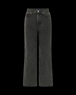 Dylan Rhinestone-Stripe Straight-Leg Jean in Washed Black