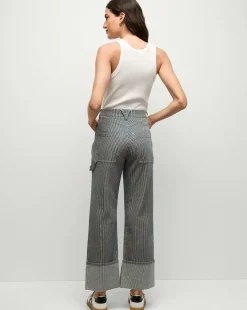 Dylan Striped Cargo Straight-Leg Jean in Solstice Stripe