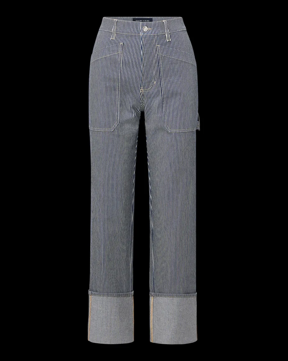 Dylan Striped Cargo Straight-Leg Jean in Solstice Stripe