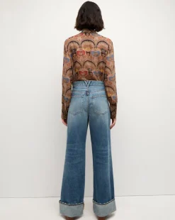 Elaine Bow Blouse in Dark Chocolate Multi