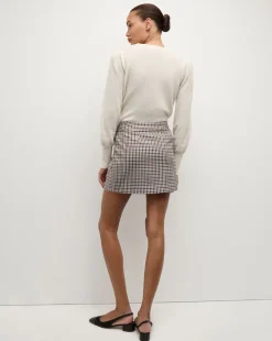 Elara Plaid Mini Skirt in Oat, Pink & Red Check