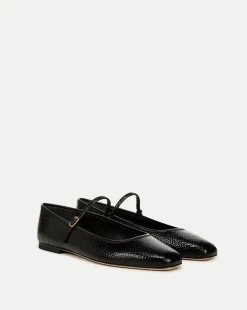 Ellie Metallic Flat in Black