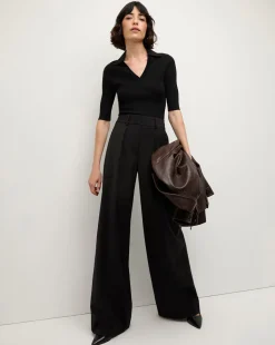 Emily Knit Polo Shirt in Black