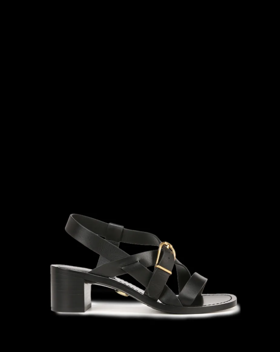 Etta Leather Sandal in Black