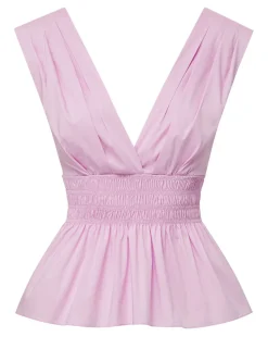Evra Deep-V Neck Ruffle-Peplum Top
