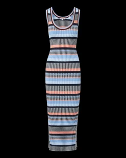 Fabiana Ribbed Dress in Blue Multi