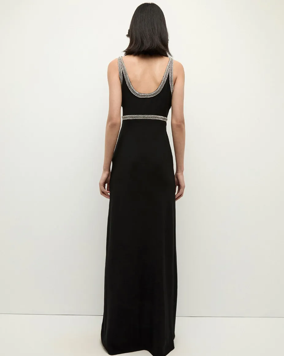 Flores Rhinestone Maxi Dress in Black