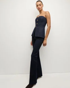 Forman Denim Bustier Top in Dark Wash