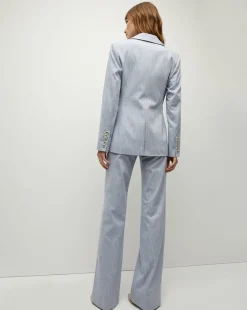 Gaya Metallic Pinstripe Dickey Jacket in Blue Oasis