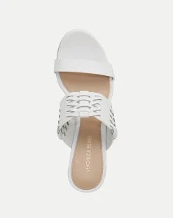 Georgie White Woven Leather Heeled Sandal