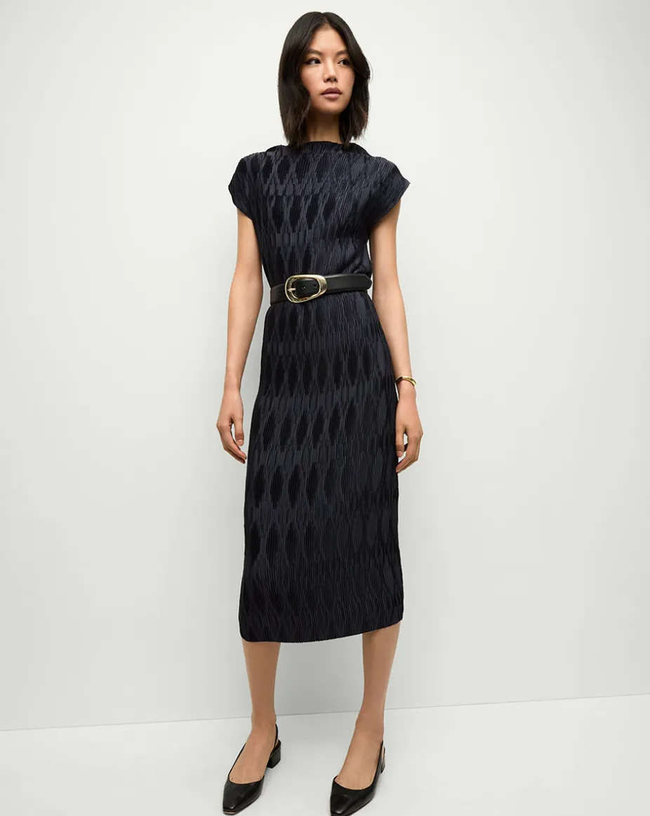 Gramercy Pleated Dress in Navy