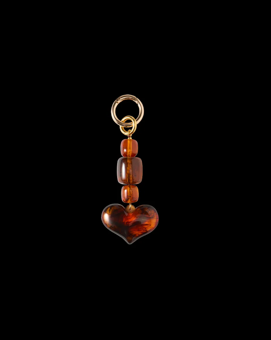 Heart Bag Charm in Brown