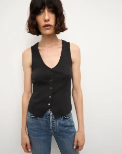 Hoorne Vest Tank Top in Black