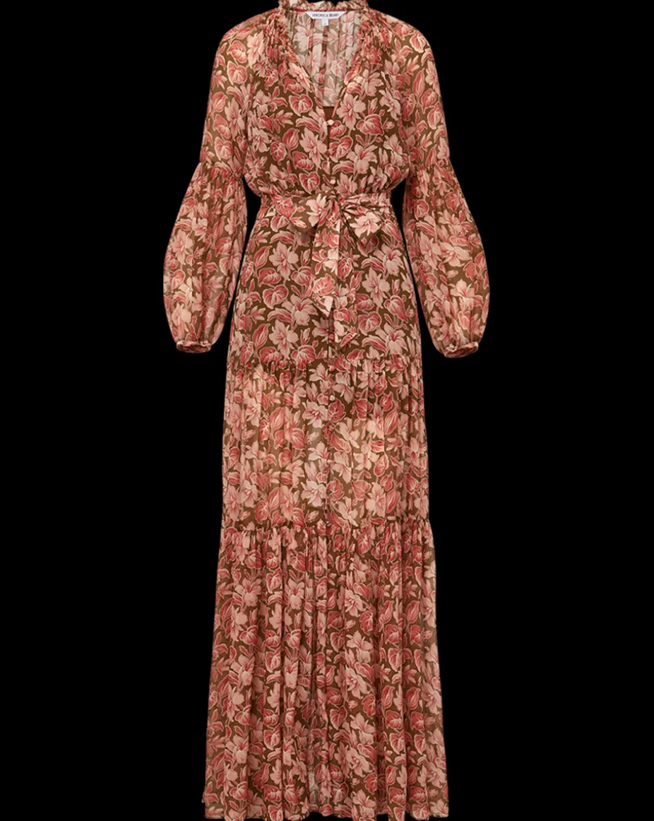 Isra Silk Dress in Deep Ochre Multi
