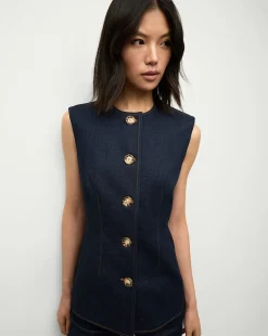 Jessup Denim Vest in Dark Oxford