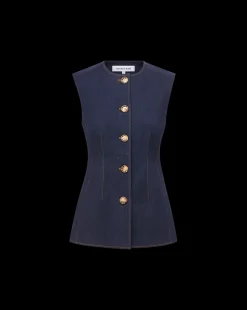 Jessup Denim Vest in Dark Oxford