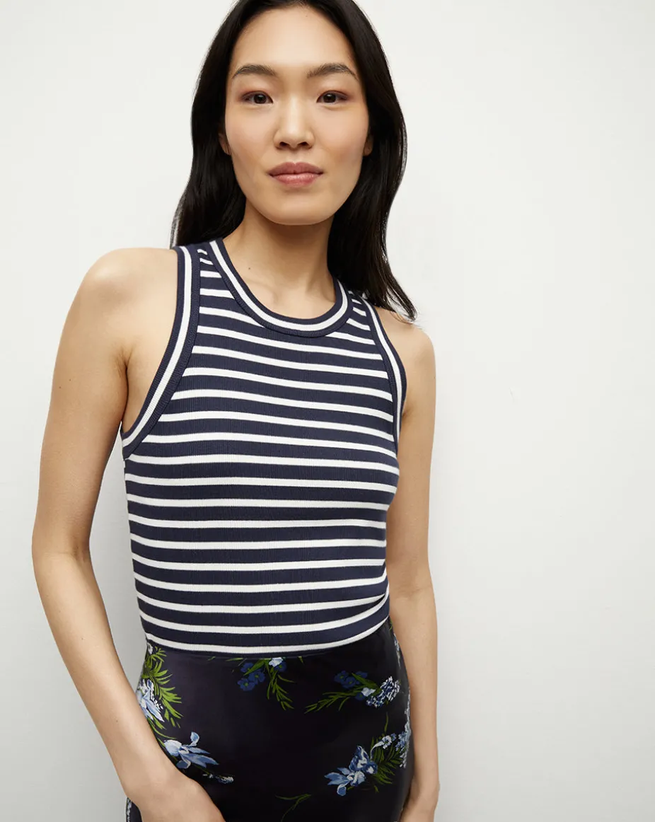 Jordyn Cropped Tank in Marine/Off-White