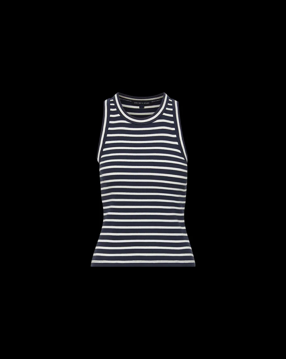Jordyn Cropped Tank in Marine/Off-White