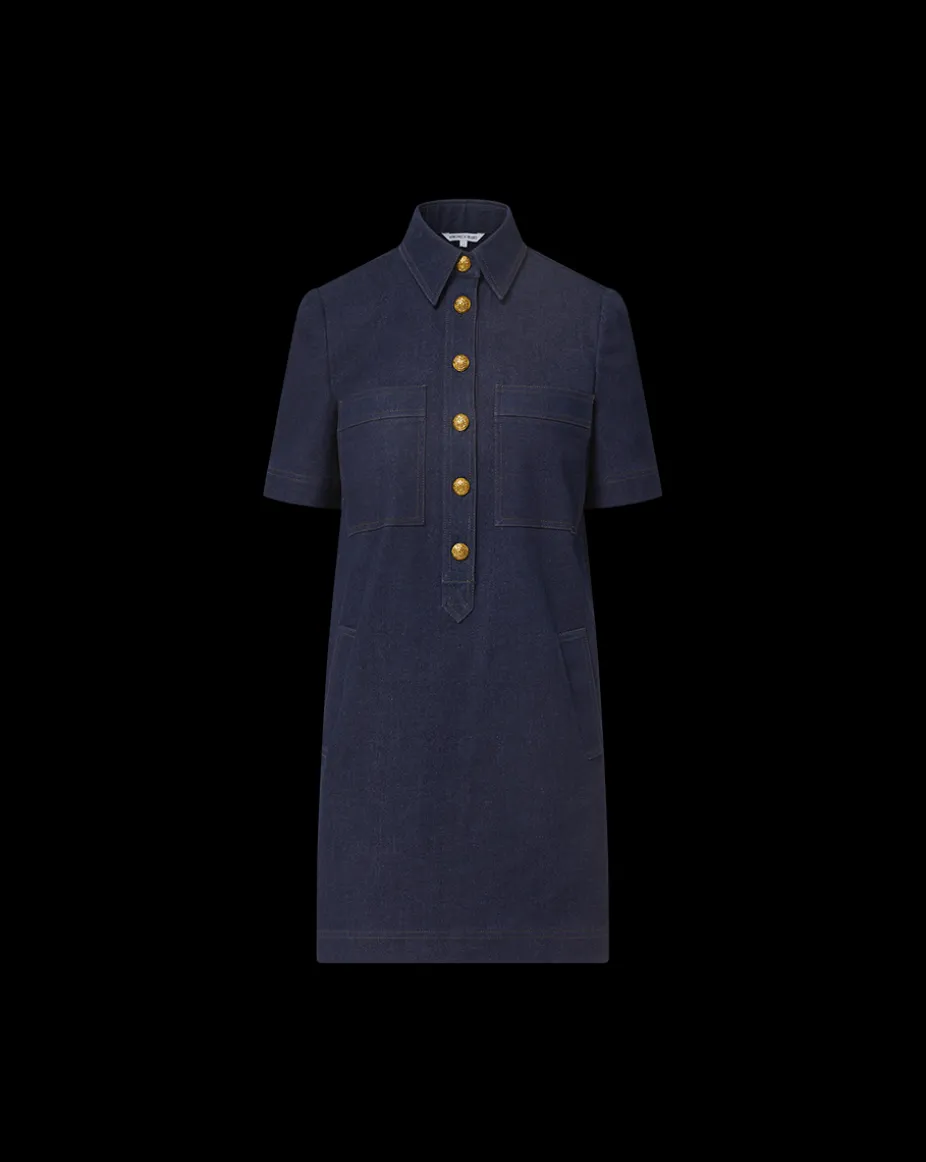 Koulis Mini Denim Dress in Dark Wash