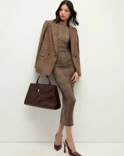 Large Croc-Embossed Dash Bag in Chestnut