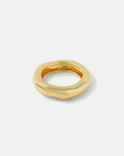 Large Molten Gold Bangle Bracelet in Gold
