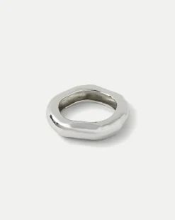Large Molten Silver Bangle Bracelet in Silver