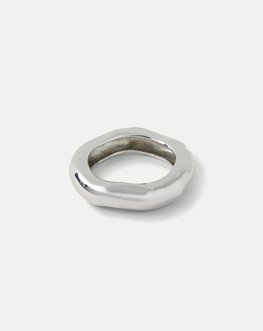 Large Molten Silver Bangle Bracelet in Silver
