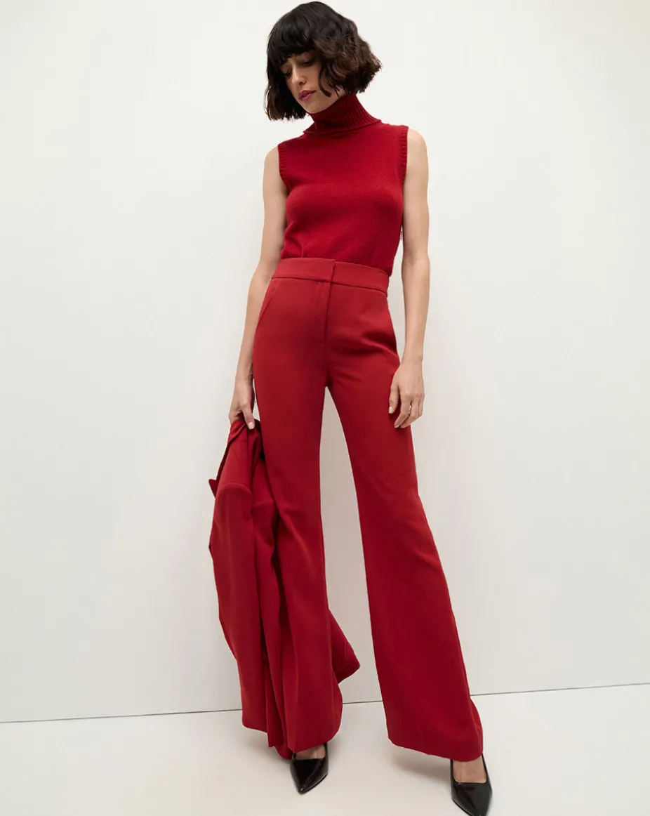 Lebone High Waist Flare Pant in Crimson Red