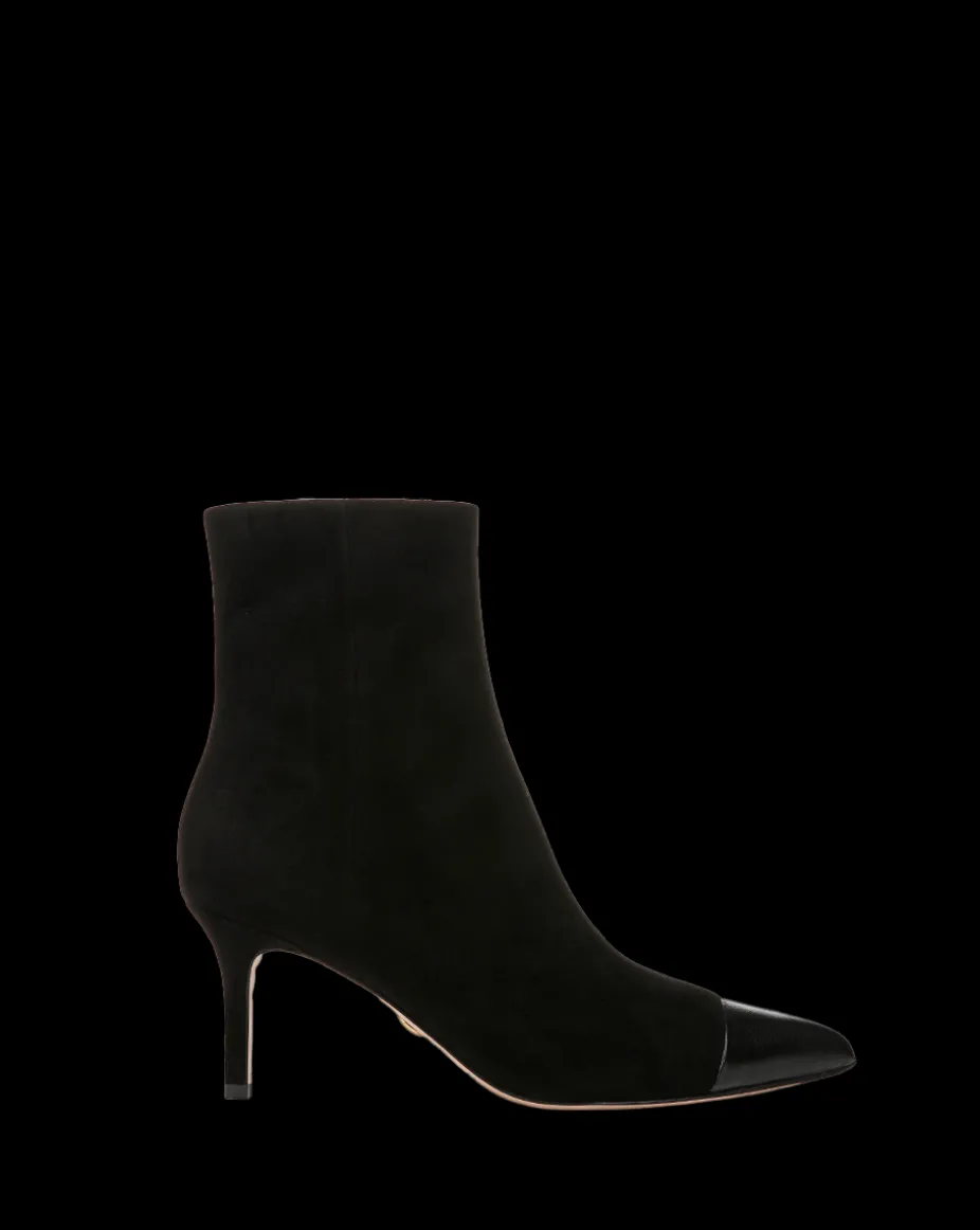 Lisa Cap-Toe Heeled Ankle Boot in Black