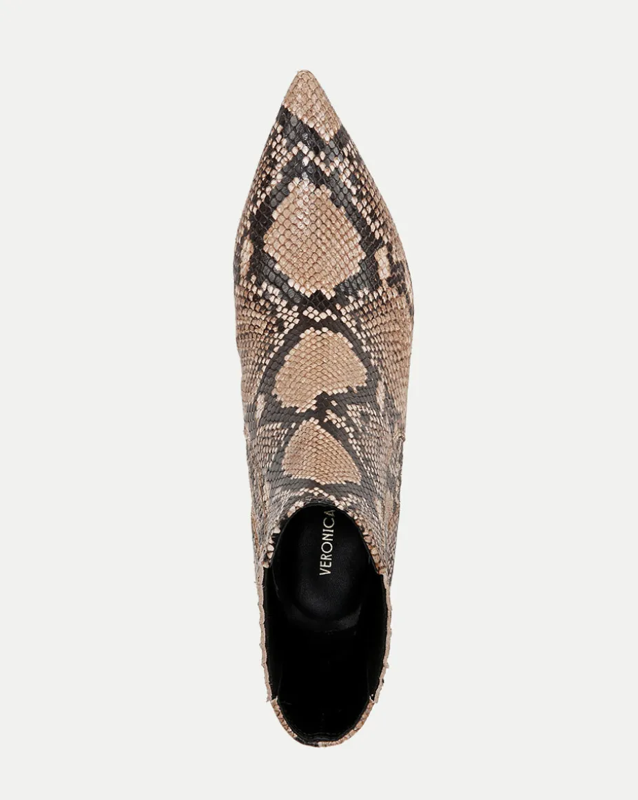Lisa Snakeskin-Embossed Mid-Heel Bootie