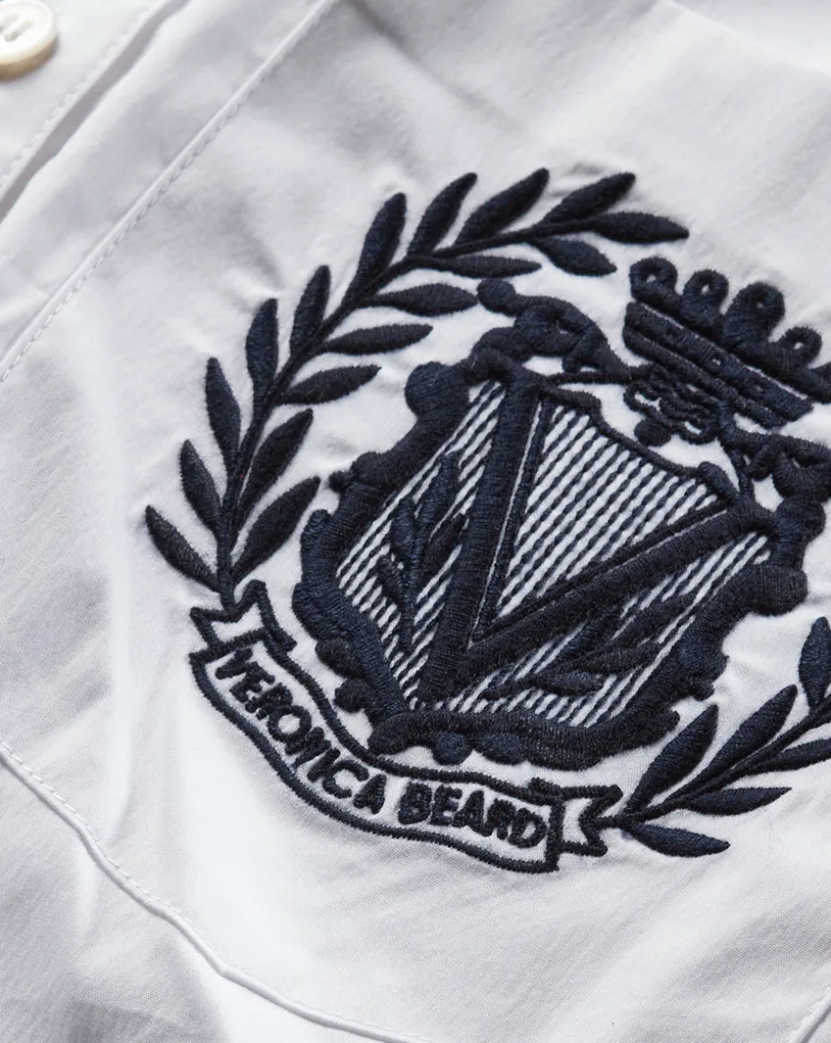 Lloyd Logo Crest White Button-Down Shirt