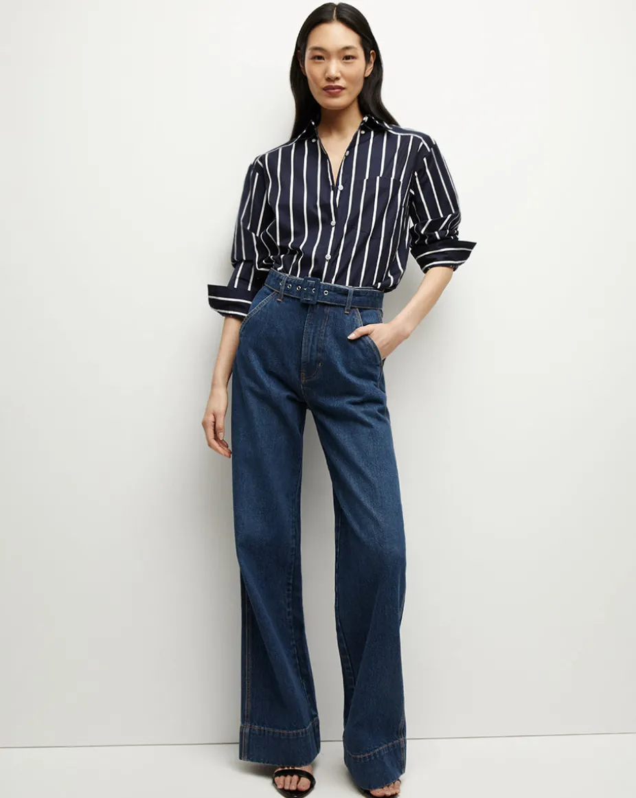 Lloyd Striped Button-Down Shirt in Navy/White