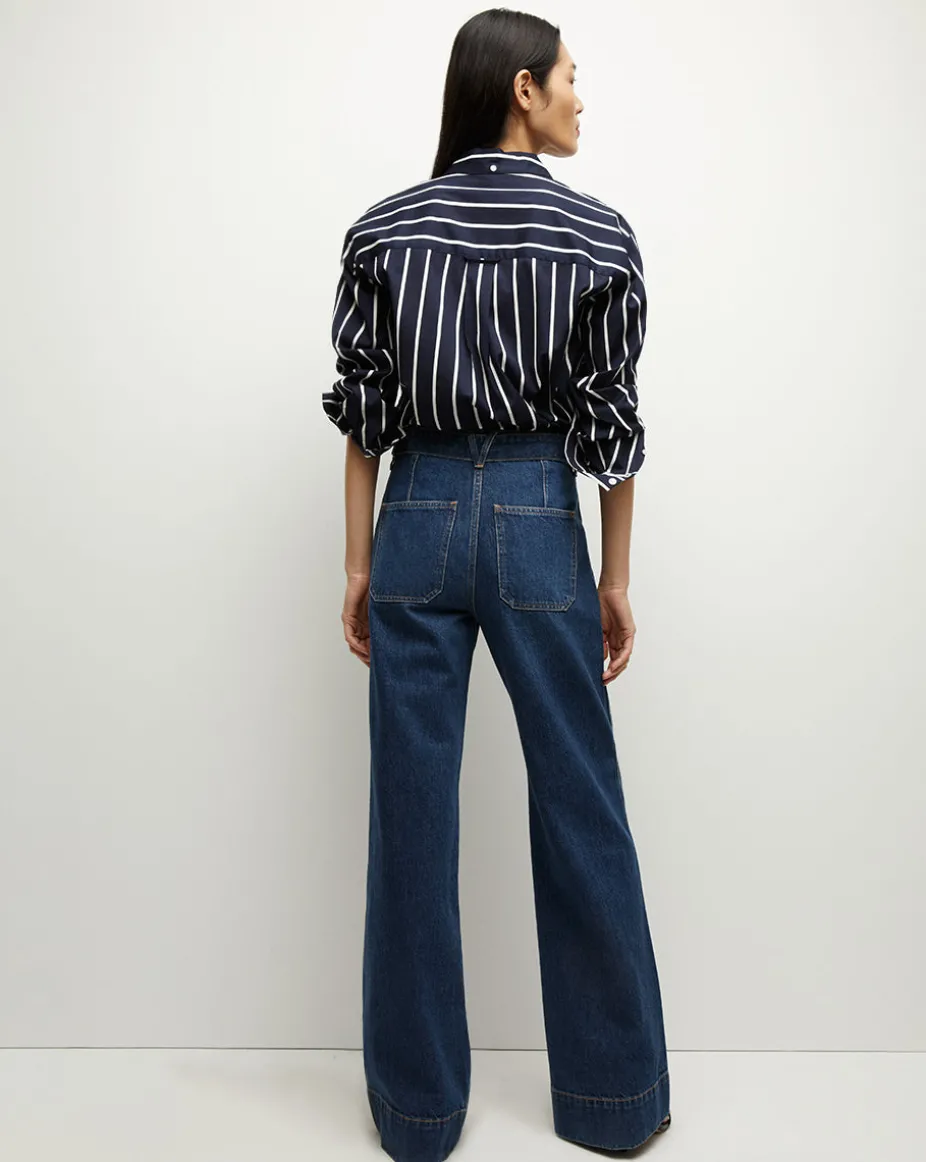 Lloyd Striped Button-Down Shirt in Navy/White