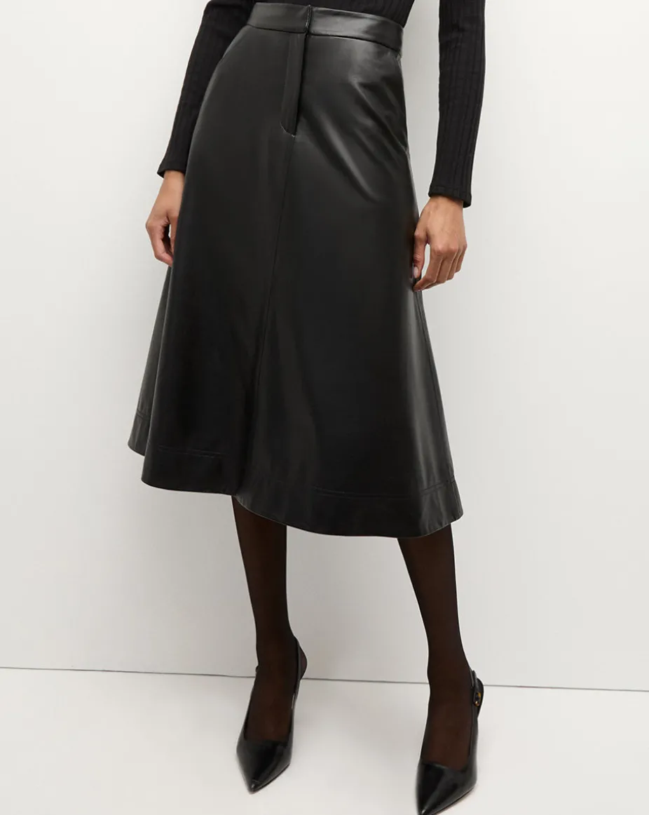 Louise Vegan Leather Skirt in Black