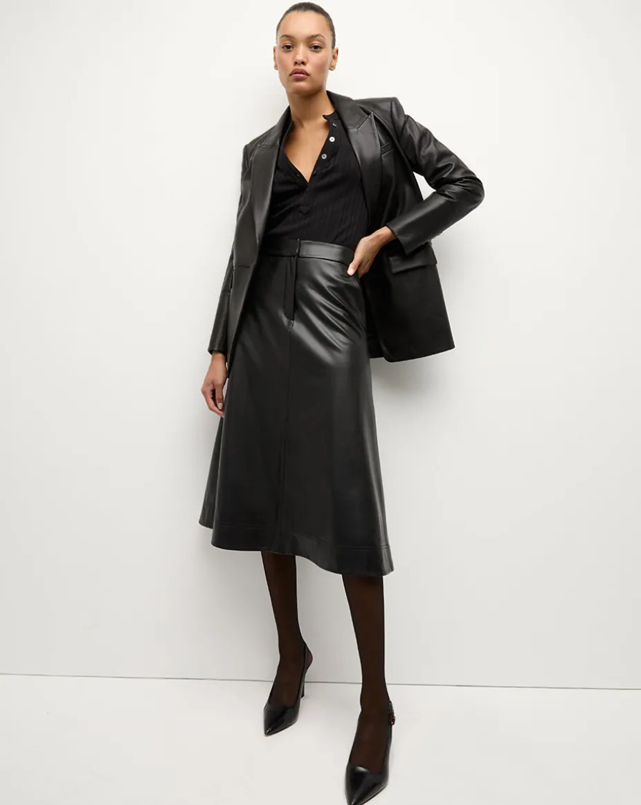 Louise Vegan Leather Skirt in Black