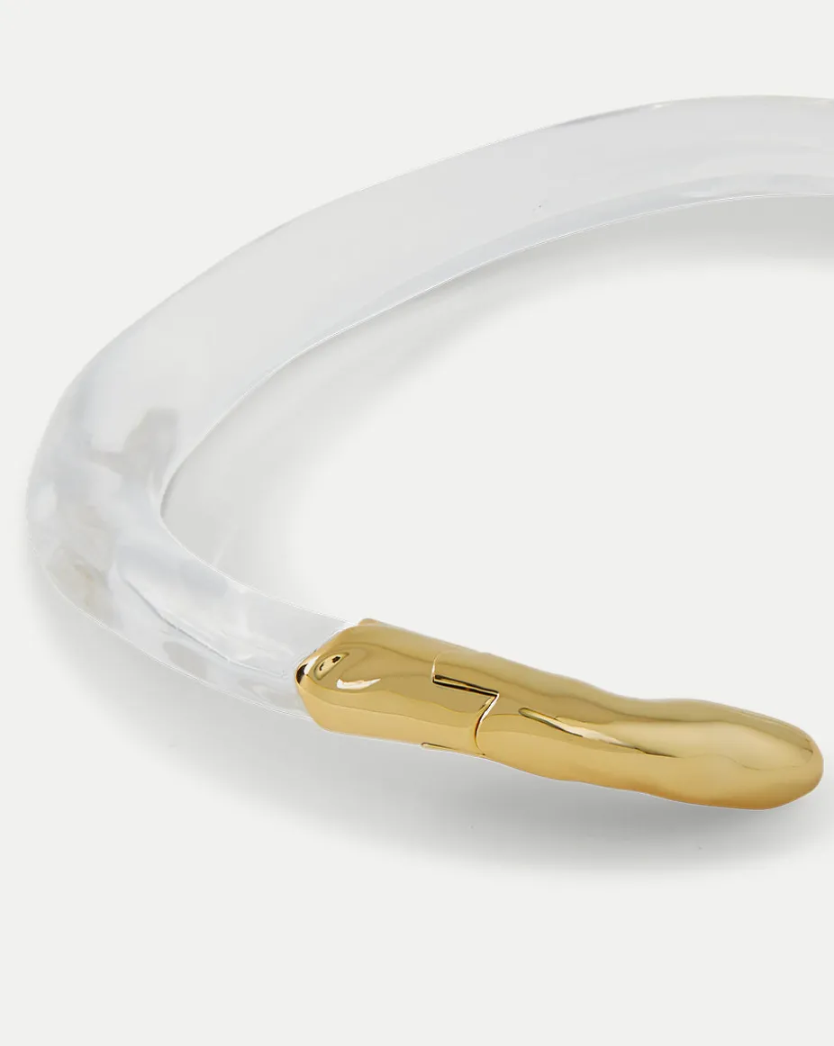 Lucite Collar Necklace in Clear/Gold