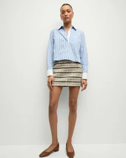 Maia Double-Collar Shirt in Blue Sky/White