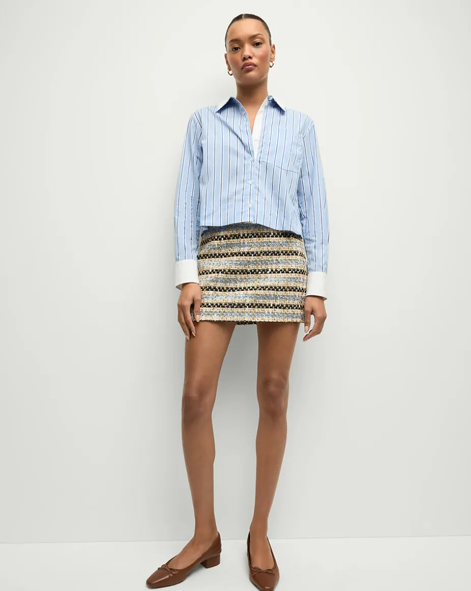 Maia Double-Collar Shirt in Blue Sky/White