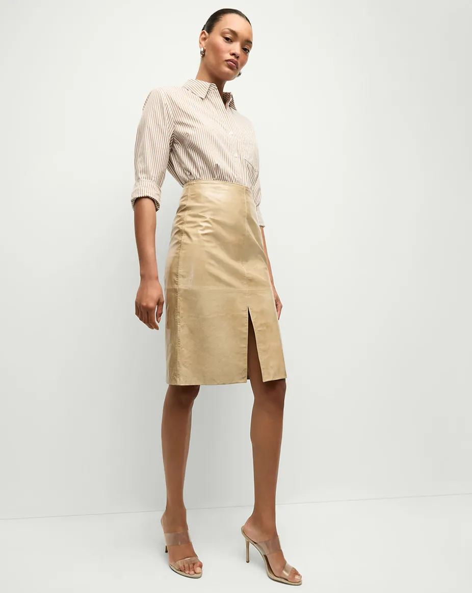Maia Striped Shirt in Acorn/White