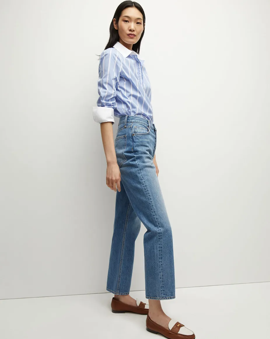 Marisol Poplin Shirt in Hydrangea/White