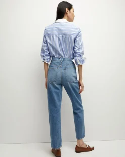 Marisol Poplin Shirt in Hydrangea/White