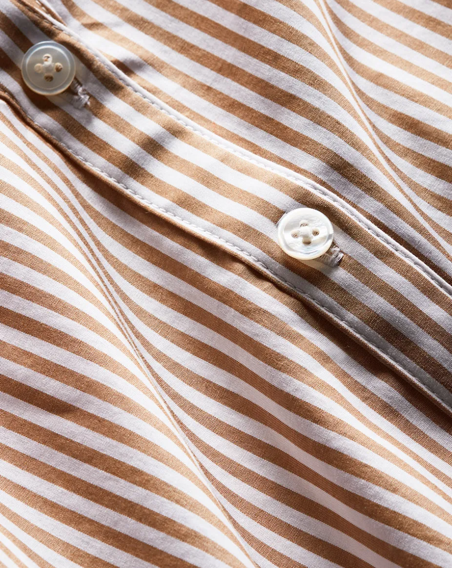 Matera Cotton Button-Down Shirt in Acorn/White